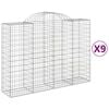vidaXL Gabionkurver buede 9 stk 200x50x140/160 cm galvanisert jern