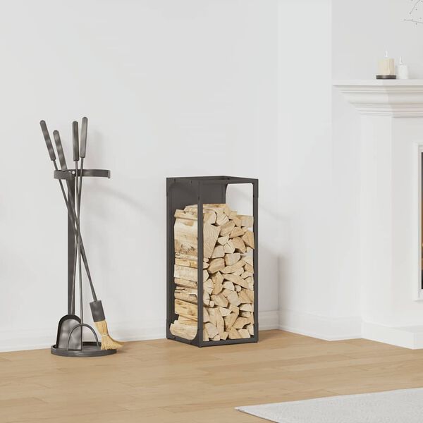 vidaXL Vedstativ svart 25x25x60 cm kaldvalset st&aring;l