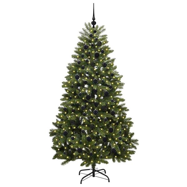 vidaXL Kunstig juletre med 300 LED gr&oslash;nn 210 cm PVC og metall