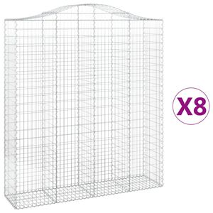 vidaXL Gabionkurver buede 8 stk 200x50x220/240 cm galvanisert jern