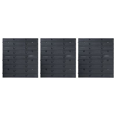 vidaXL Oppbevaringsbokssett i 48 deler med veggpaneler blå og svart