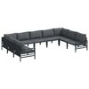 vidaXL Hagesofa Set med pute 9 pcs Svart St&aring;l