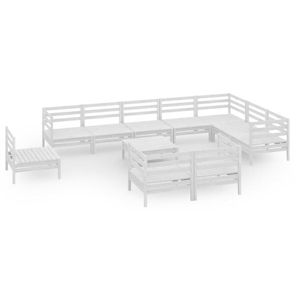 vidaXL Hagesofagruppe 11 deler hvit heltre furu