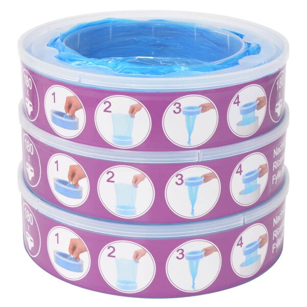 vidaXL P&aring;fyllingskassetter for Angelcare Diaper Genie 3 stk