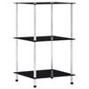 vidaXL Hylle 3 etasjer svart 40x40x67 cm herdet glass