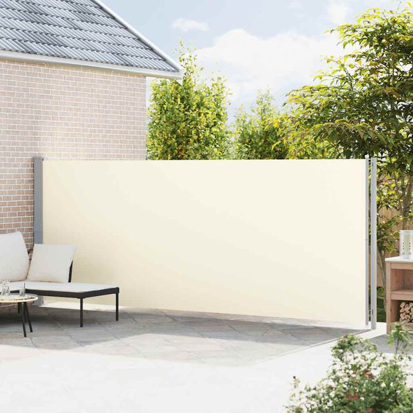 vidaXL Uttrekkbar sidemarkise 180x600 cm kremhvit