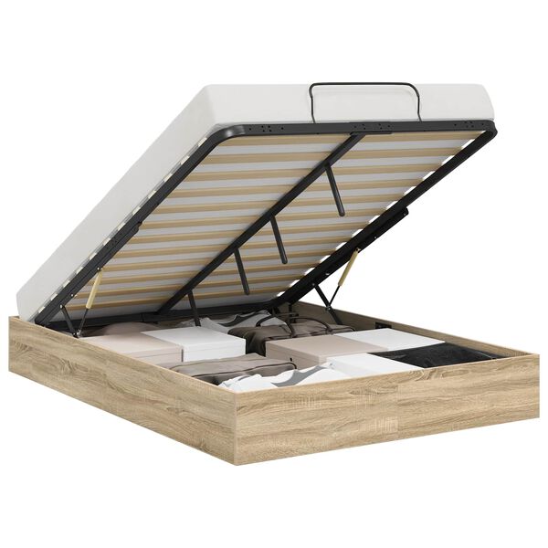 vidaXL Ottoman sengeramme Sonoma eik 193 x 140 x 25 cm Konstruert tre