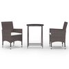 vidaXL Hagebistrosett 3 deler polyrotting og herdet glass brun
