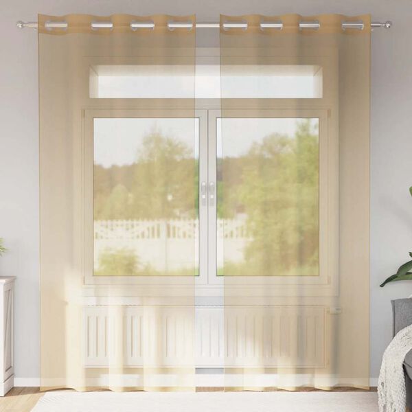 vidaXL Voilegardiner med grommets 2 stk sand