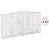 vidaXL Gabionkurver buede 15 stk 400x50x200/220 cm galvanisert jern
