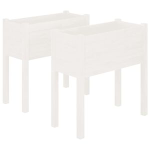 vidaXL Plantekasser 2 stk hvit 70x31x70 cm heltre furu