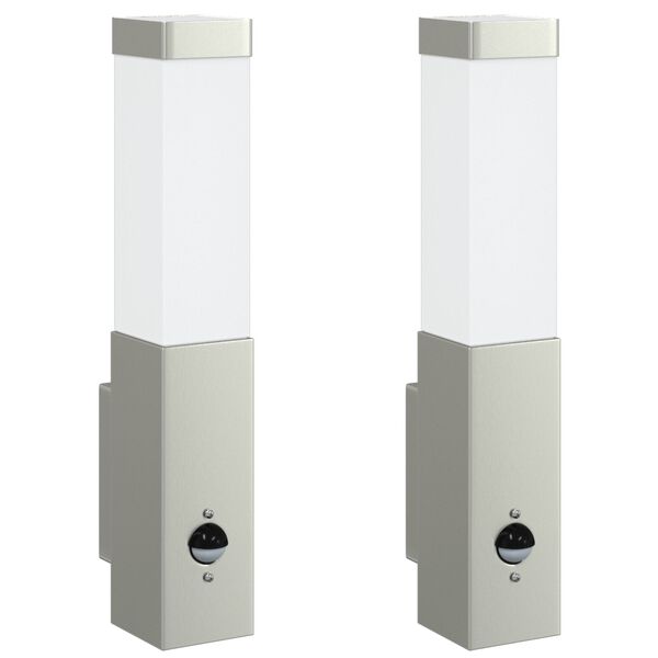 vidaXL Utendørs vegglamper 2 pcs sølv 10.5 x 6 x 35 cm Rustfritt stål