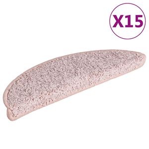 vidaXL Trappematter 15 stk 56x17x3 cm lyserosa halvrund