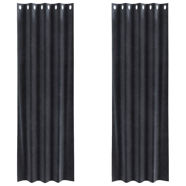 vidaXL Blendingsgardiner 2 pcs M&oslash;rkegr&aring; 140 x 245 cm Fl&oslash;yel