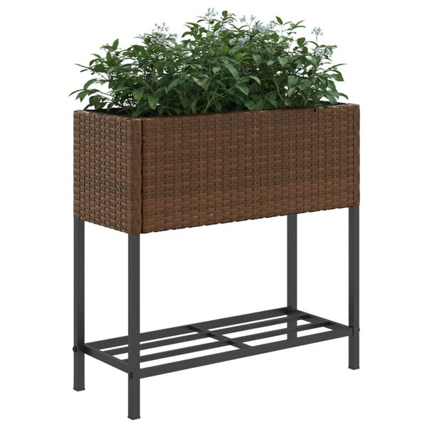 vidaXL Plantekasser med hylle 2 stk brun 70x28x70 cm polyrotting