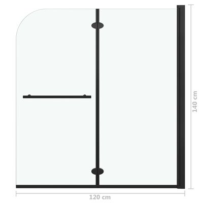 vidaXL Leddet dusjdør med 2 paneler ESG 120x140 cm svart