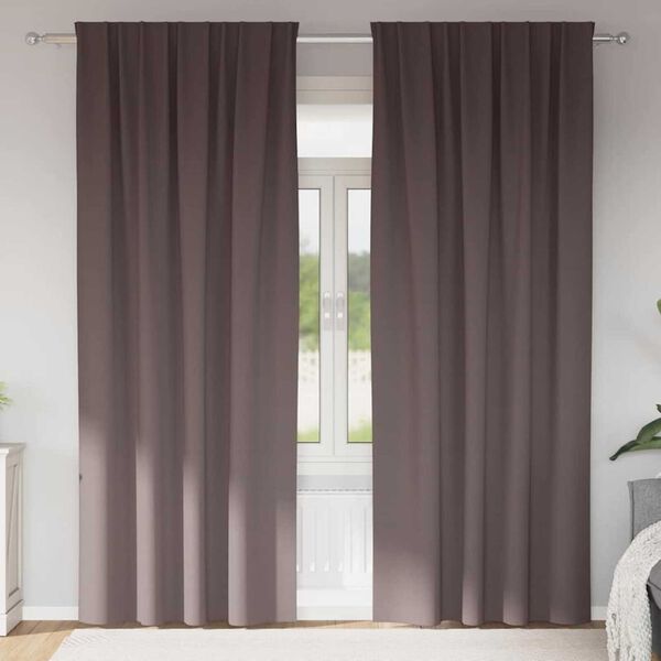 vidaXL M&oslash;rkleggende Gardiner med Ringer 2 pcs M&oslash;rk brun 260 x 140 cm