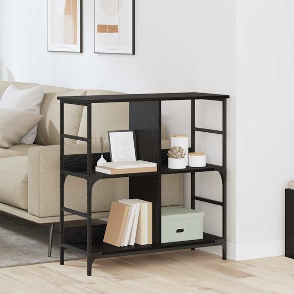 vidaXL Bokhylle Svart eik 78.5 x 33 x 82 cm Konstruert tre