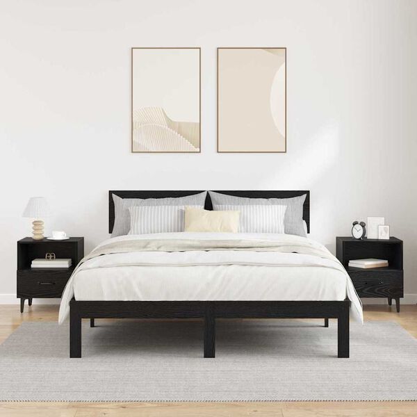 vidaXL Nattbordskap 2 pcs Svart eik 40 x 35 x 47.5 cm Konstruert tre