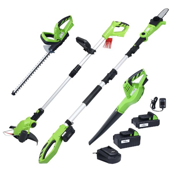 vidaXL Tr&aring;dl&oslash;st hageverkt&oslash;ysett 4 deler med ladere og batterier