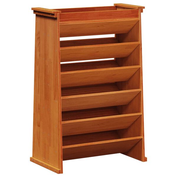 vidaXL Vegghengt plantekasse 6 lag voksbrun 69x40x101,5 cm heltre furu