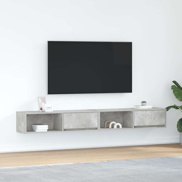 vidaXL TV-benker 2 stk betonggr&aring; 100x31x25,5 cm konstruert tre
