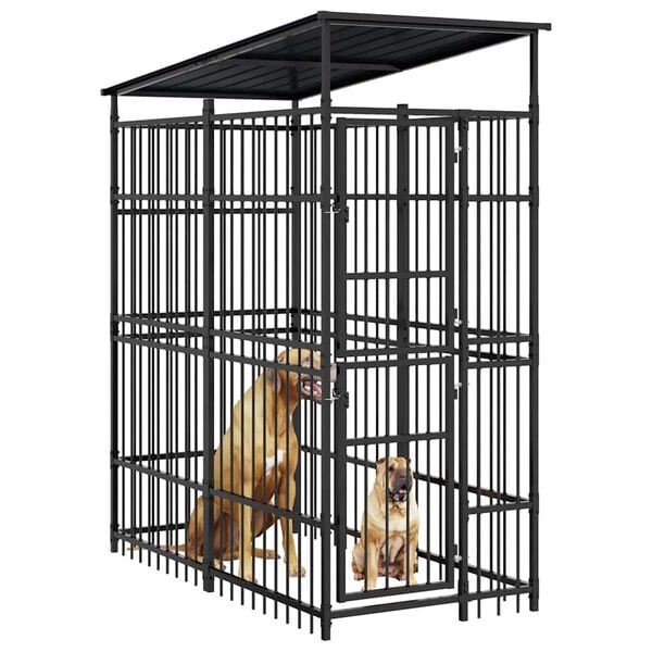 vidaXL Utend&oslash;rs hundeg&aring;rd med tak st&aring;l 1,84 m&sup2;