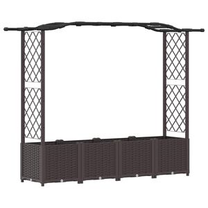 vidaXL Hevet Bed med Trellis og Tak Brun 204 x 40 x 141 cm PP