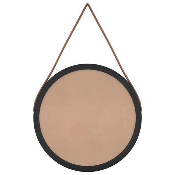 vidaXL Veggspeil med stropp svart &Oslash; 35 cm