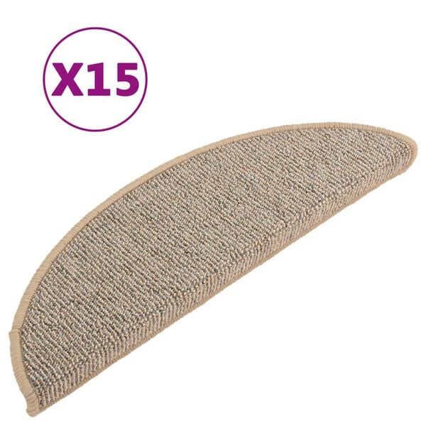 vidaXL Trappematter 15 stk 56x17x3 cm brune halvrund