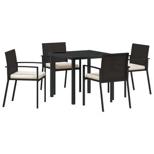 vidaXL Hage Spisegruppe 5 pcs Svart Pulverlakkert st&aring;l