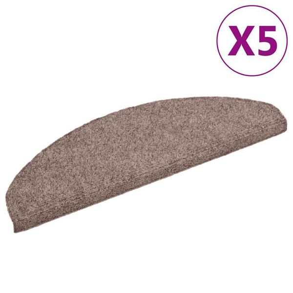 vidaXL Trappematter selvklebende 5 stk 65x21x4 cm lysebrun halvrund stor