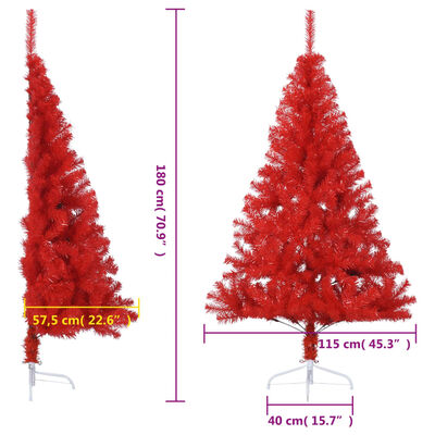 vidaXL Kunstig juletre halvt med stativ rød 180 cm PVC