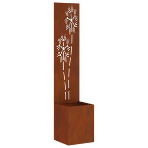 vidaXL Hageprivat skjerm Blomster Rusten 32 x 32 x 150 cm Cortenst&aring;l