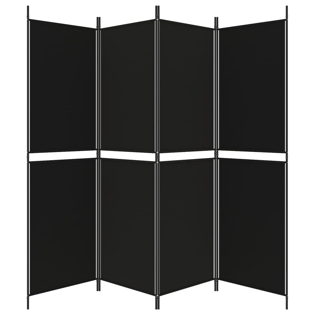 vidaXL Romdeler 4 paneler svart 200x180 cm stoff