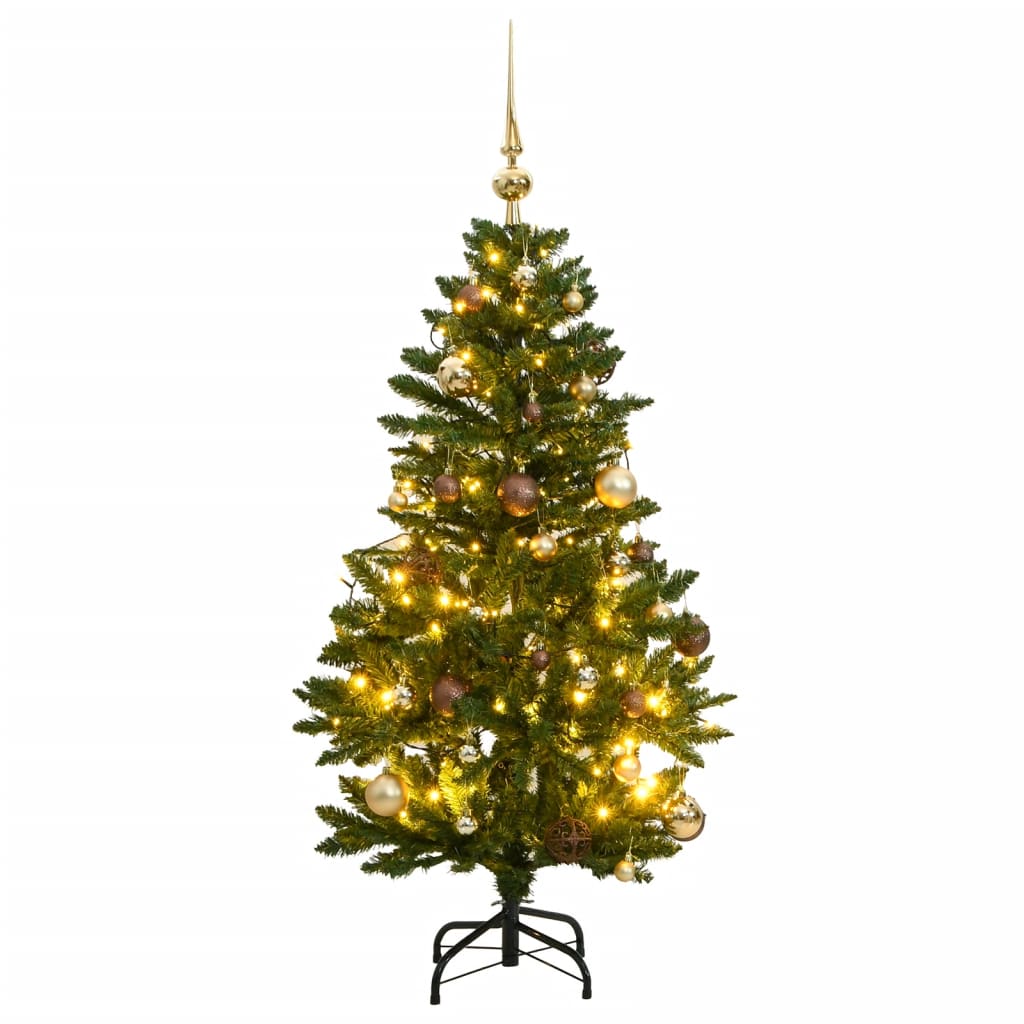 vidaXL Kunstig hengslet juletre med 150 LED og kulesett 120 cm