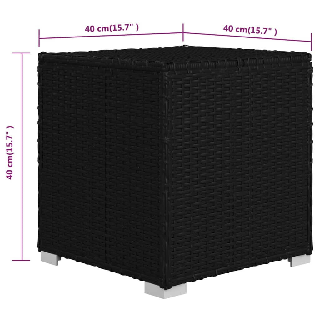 vidaXL Solsenger med tebord 3 deler polyrotting svart