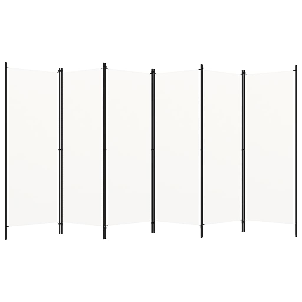 vidaXL Romdeler med 6 paneler hvit 300x180 cm