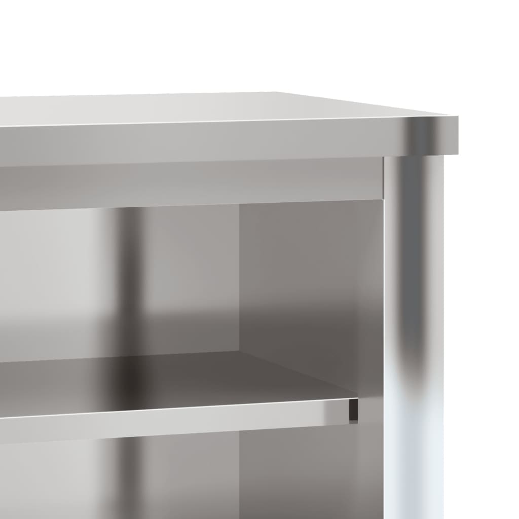 vidaXL Veggmontert kjøkkenskap med hylle rustfritt stål