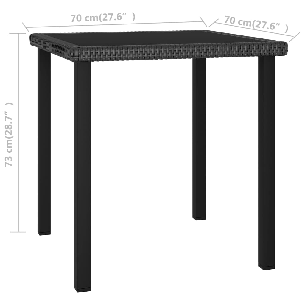 vidaXL Hagebord svart 70x70x73 cm polyrotting