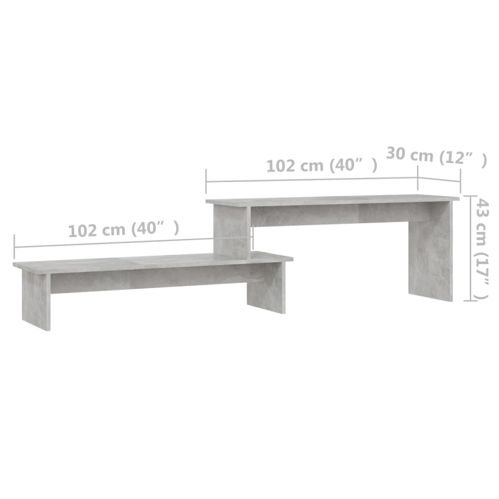 vidaXL TV-benk betonggrå 180x30x43 cm sponplate