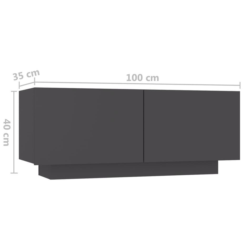 vidaXL Nattbord grå 100x35x40 cm sponplate