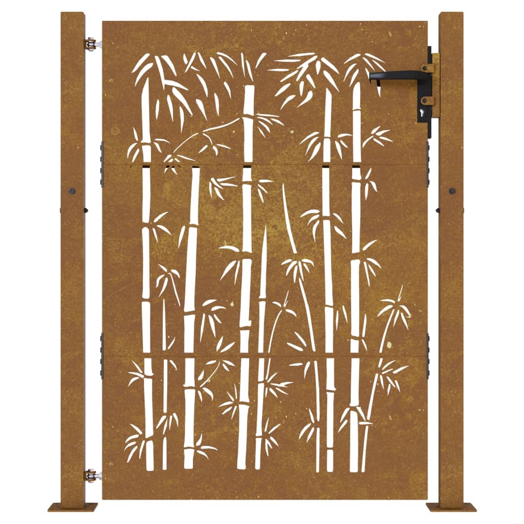 vidaXL Hageport 105x130 cm cortenstål bambusdesign