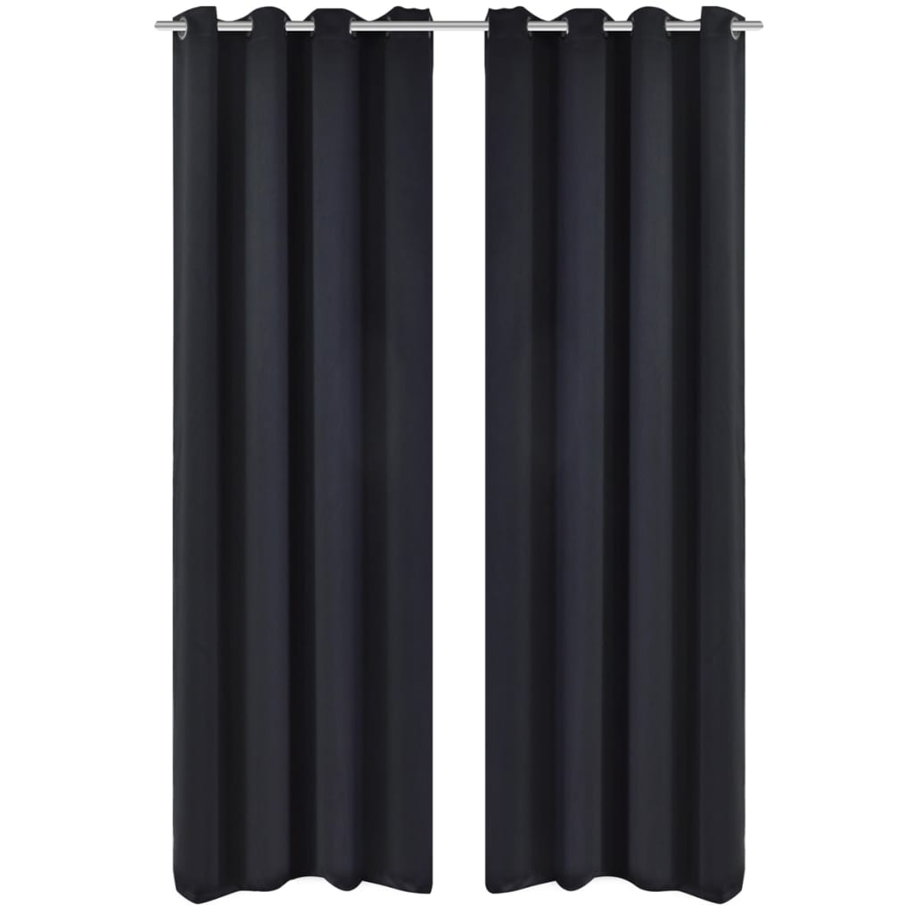 vidaXL Lystette gardiner 2 stk med metallmaljer 135x175 cm svart