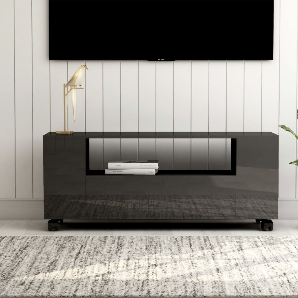 vidaXL TV-benk høyglans grå 120x35x48 cm konstruert tre