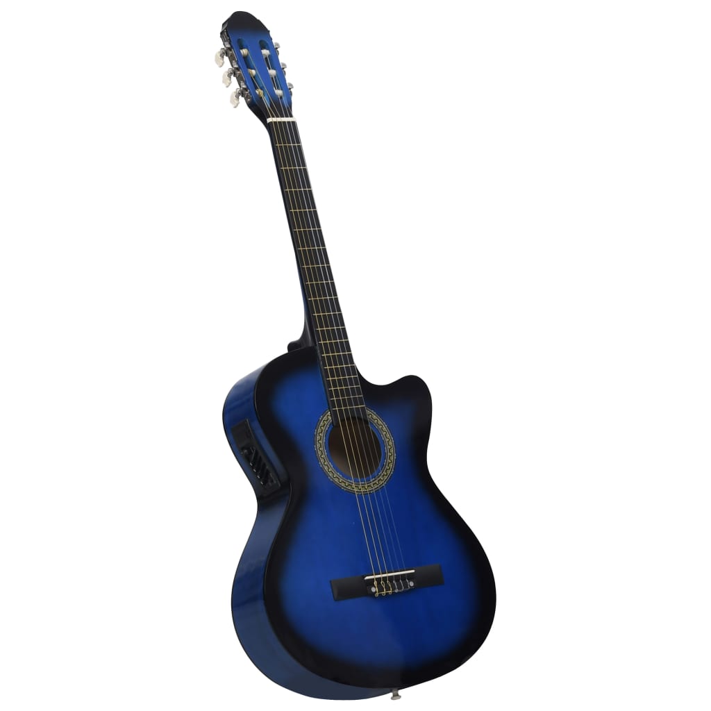 vidaXL Western gitarsett 12 deler med equalizer og 6 strenger blå
