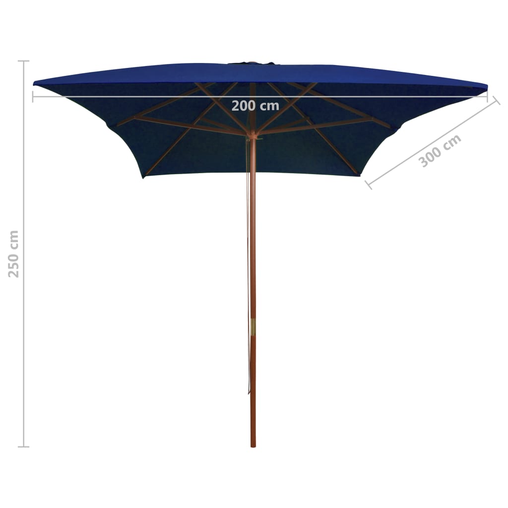 vidaXL Utendørs parasoll med trestang svart 200x300 cm