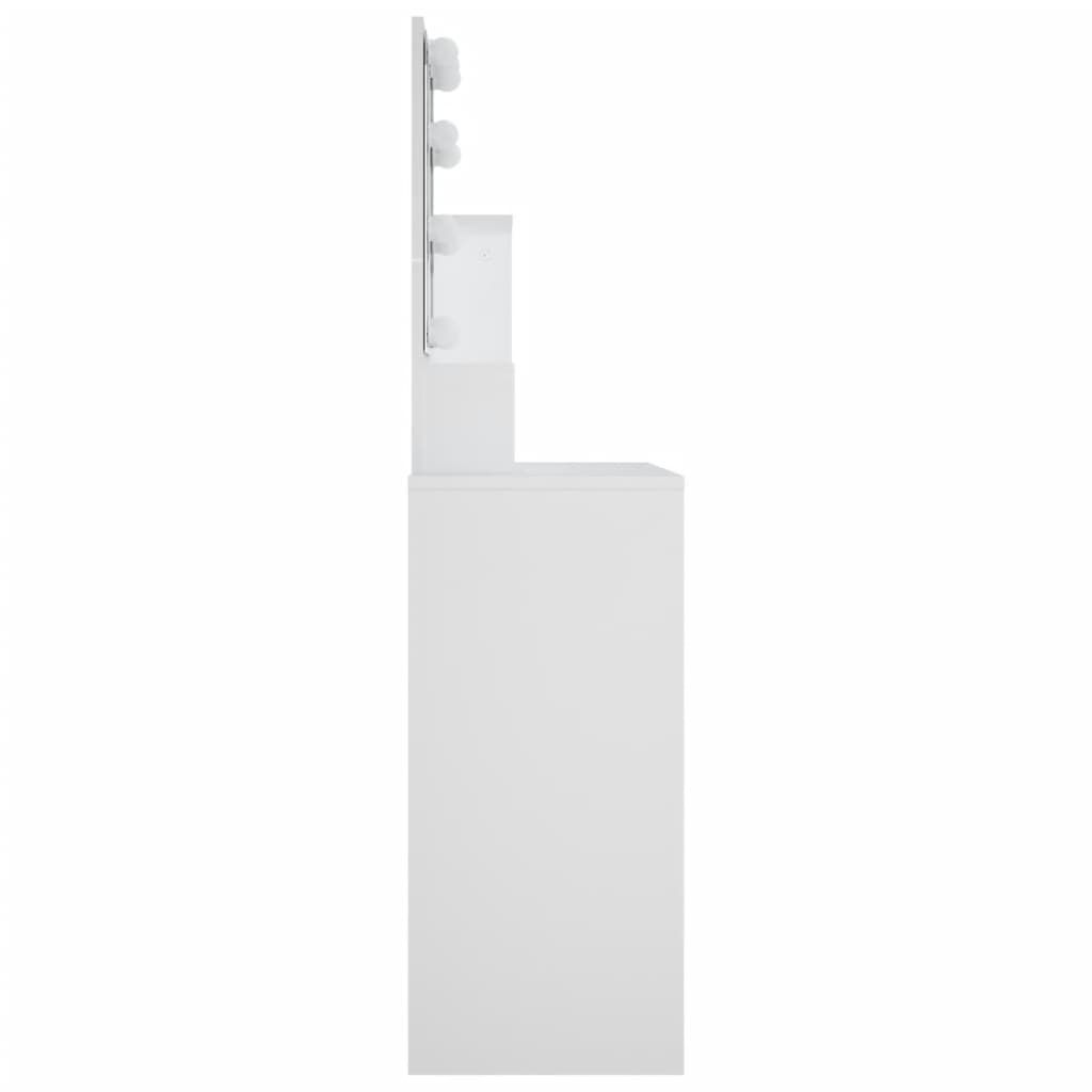 vidaXL Sminkebord med LED hvit 86,5x35x136 cm