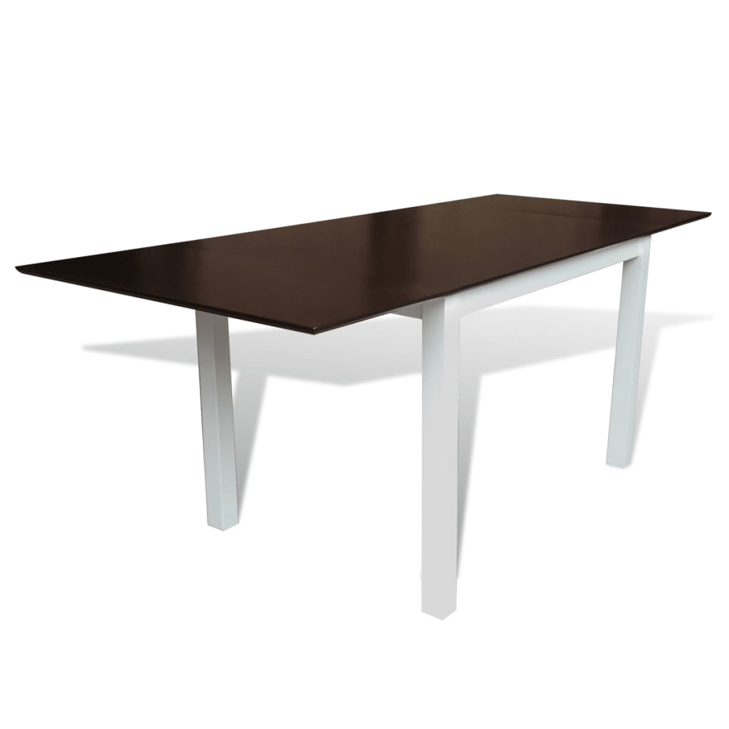 vidaXL Forlengende spisebord gummitre brun og hvit 190 cm