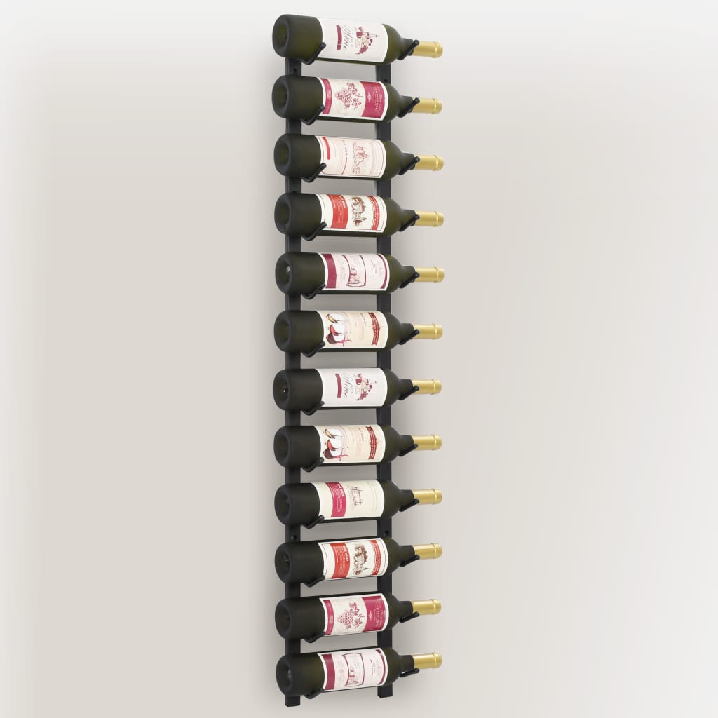 vidaXL Veggmontert vinstativ for 12 flasker svart jern